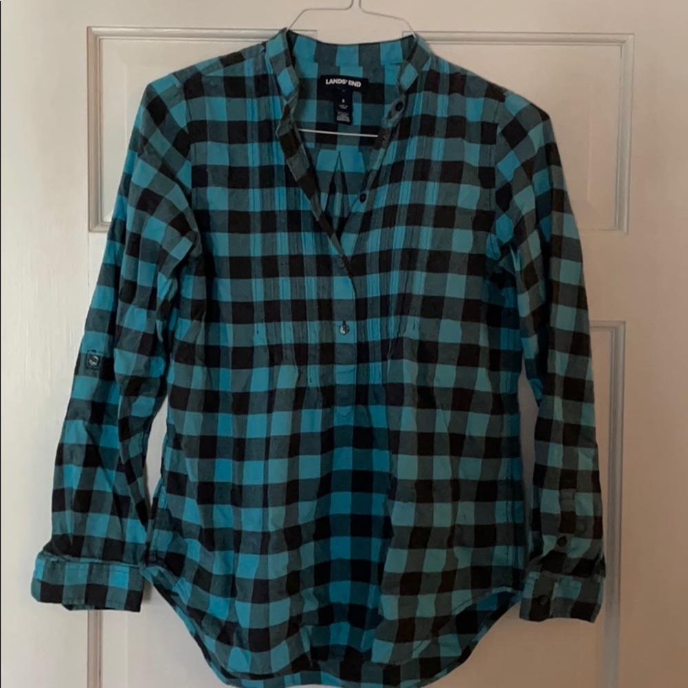 Lands End ladies plaid shirt size 6